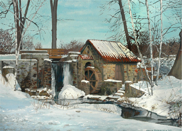 George H. Rothacker - Eastern University - Water Wheel in Winter